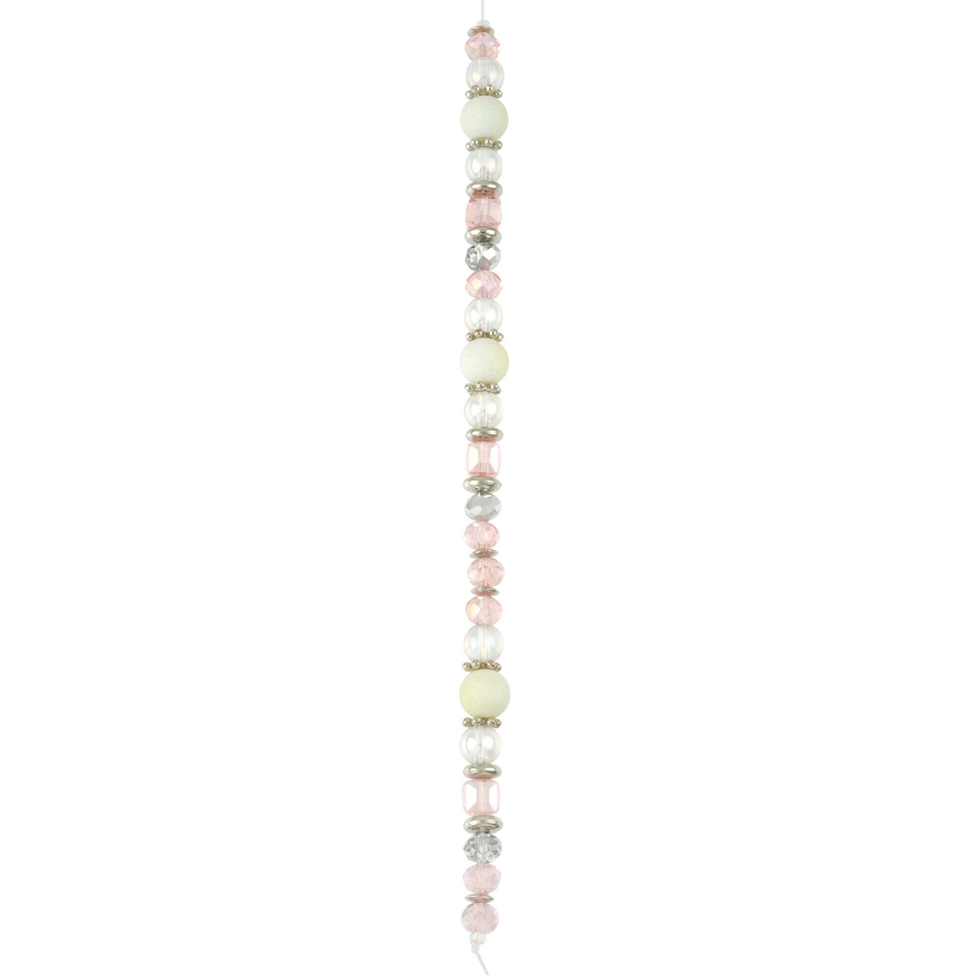 Pink & White Glass Round Beads Mix by Bead Landing™
